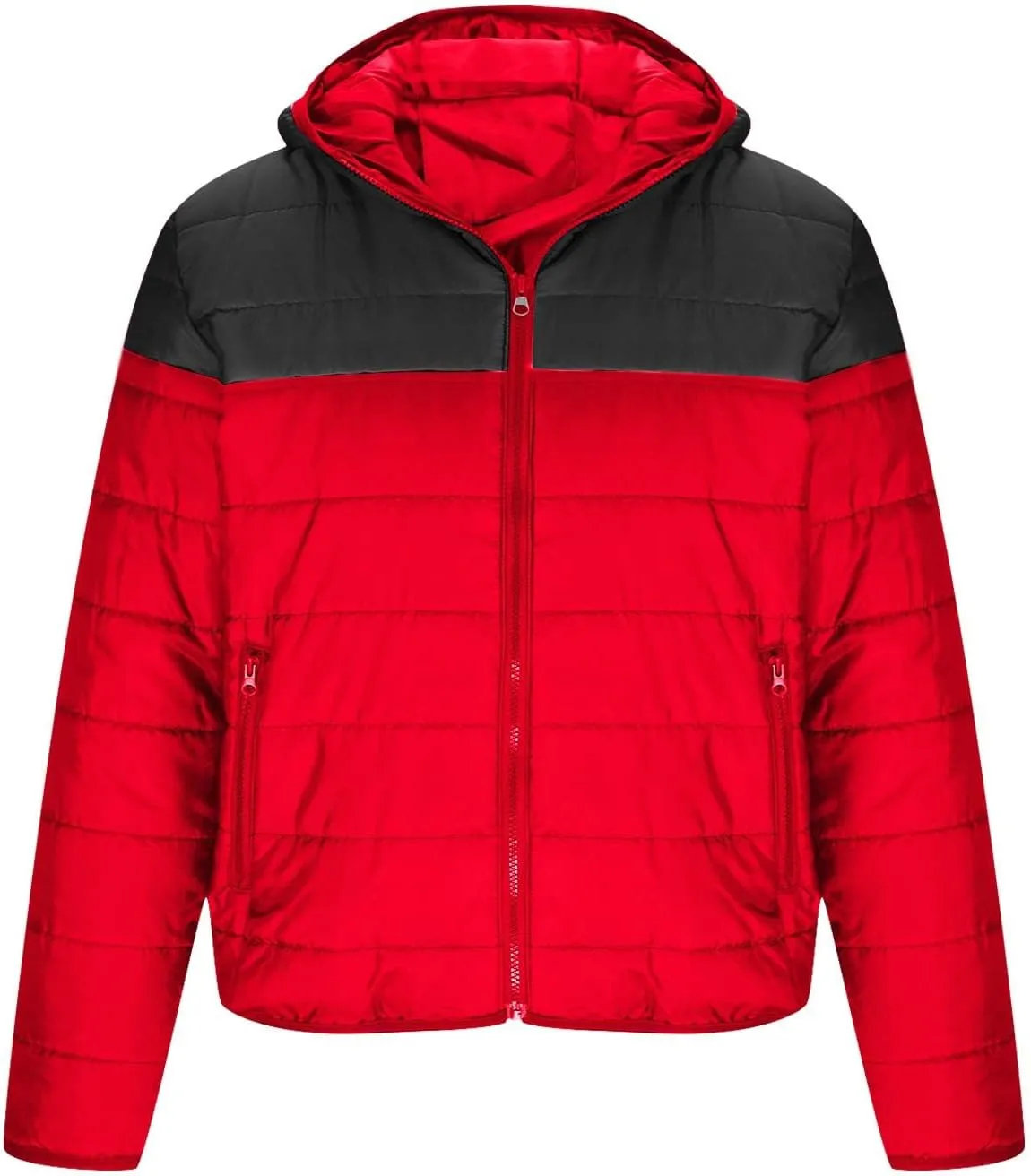 Men's Down Jacket Hooded Packable Down Puffer Jacket Lightweight Water-Resistant Insulated Color Block Down Jackets