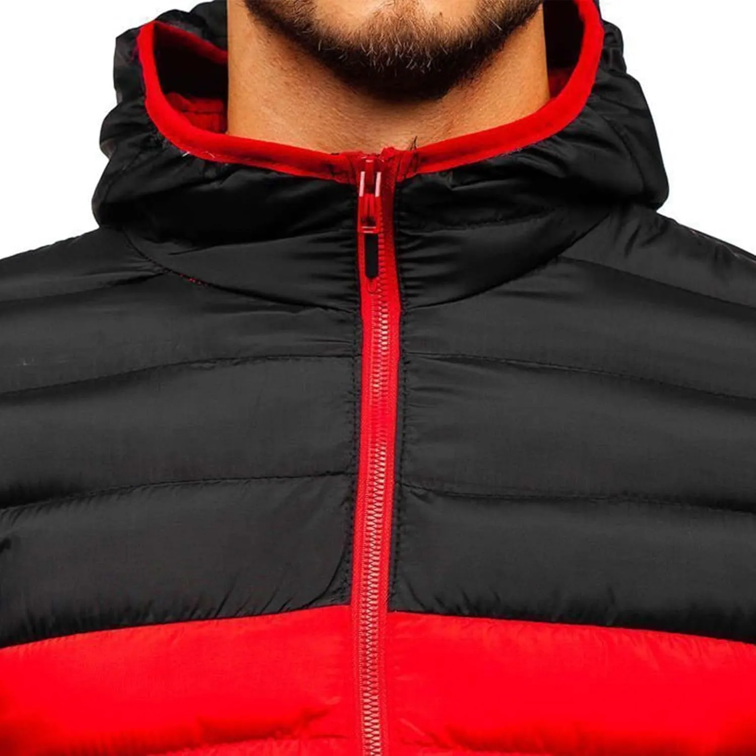 Men's Down Jacket Hooded Packable Down Puffer Jacket Lightweight Water-Resistant Insulated Color Block Down Jackets