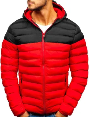 Men's Down Jacket Hooded Packable Down Puffer Jacket Lightweight Water-Resistant Insulated Color Block Down Jackets