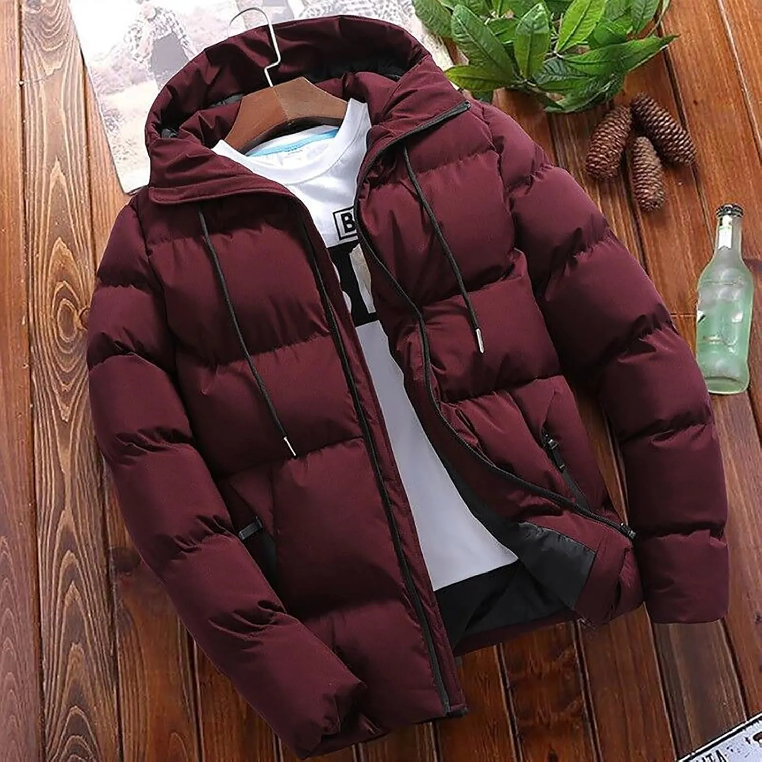 Mens Down Jacket Lightweight Warm Zip Down Jacket Warm Winter Coat Puffy Stretch Jackets for Ski Touring