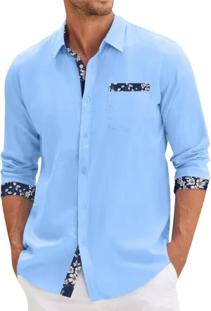 Men's Dress Shirts Big and Tall Button Down Dress Shirt Long Sleeve Casual Shirt