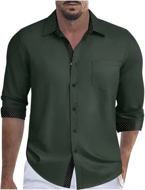 Men's Dress Shirts Big and Tall Long Sleeve Shirt Stretch Fall Dress Shirt