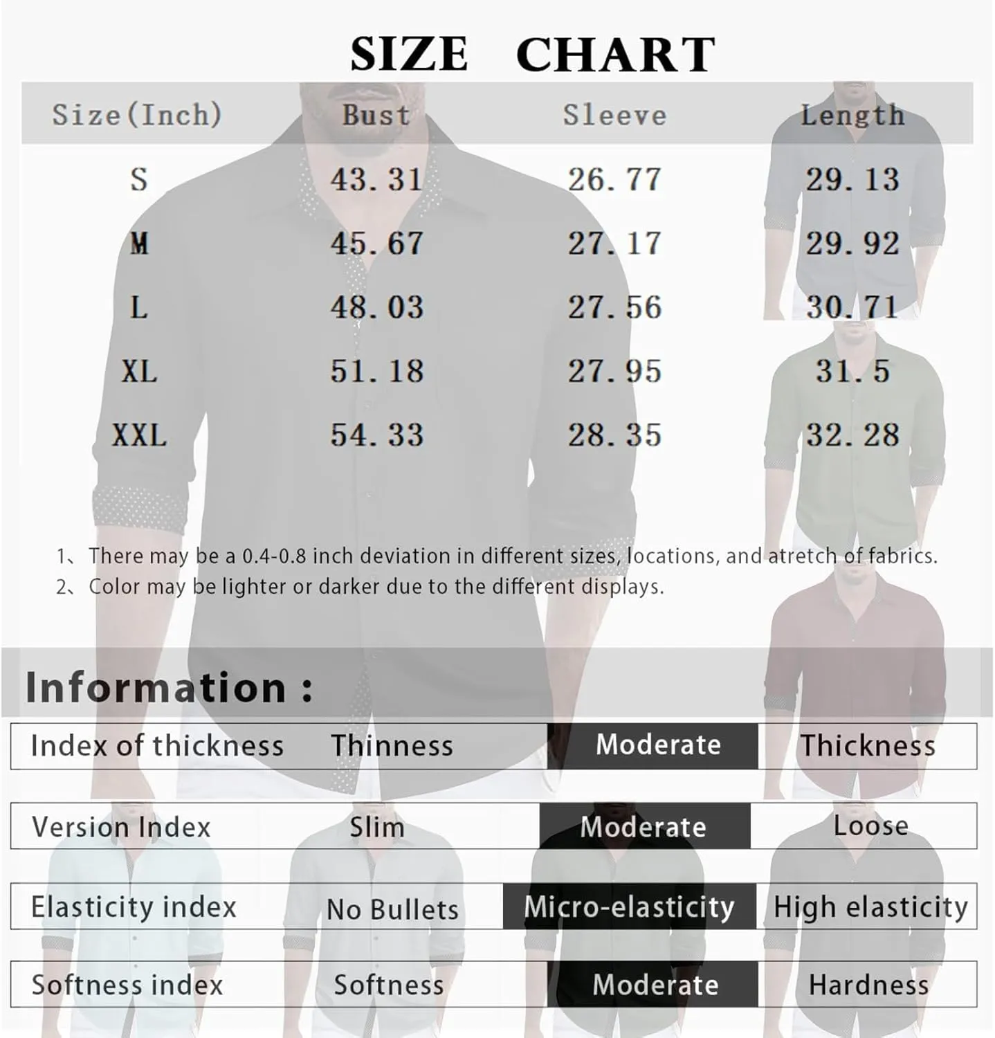 Men's Dress Shirts Big and Tall Long Sleeve Shirt Stretch Fall Dress Shirt
