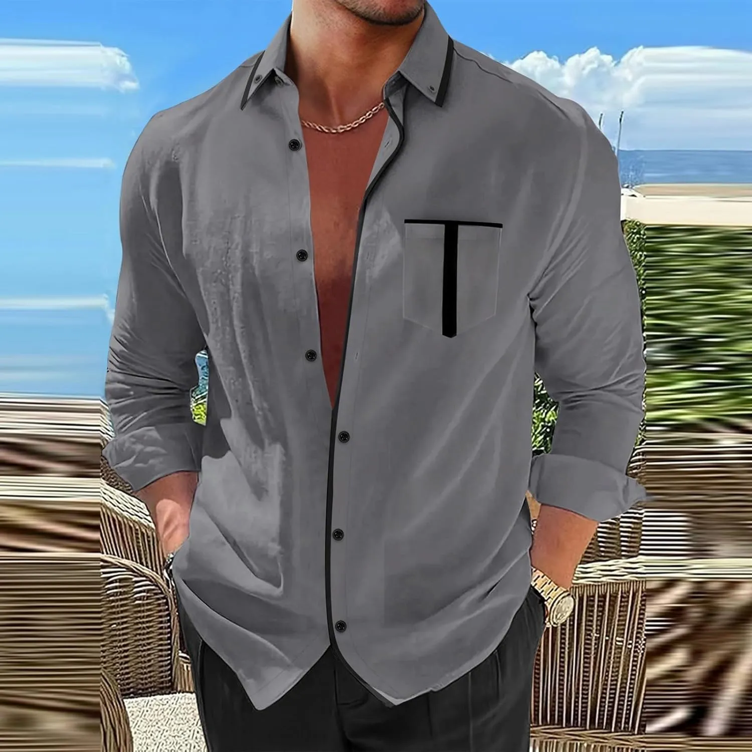 Mens Dress Shirts Big and Tall Stretch Shirt Casual Slim Fit Dress Shirt