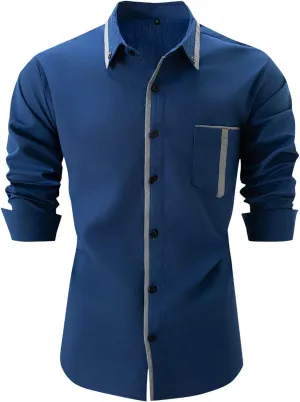 Mens Dress Shirts Big and Tall Stretch Shirt Casual Slim Fit Dress Shirt