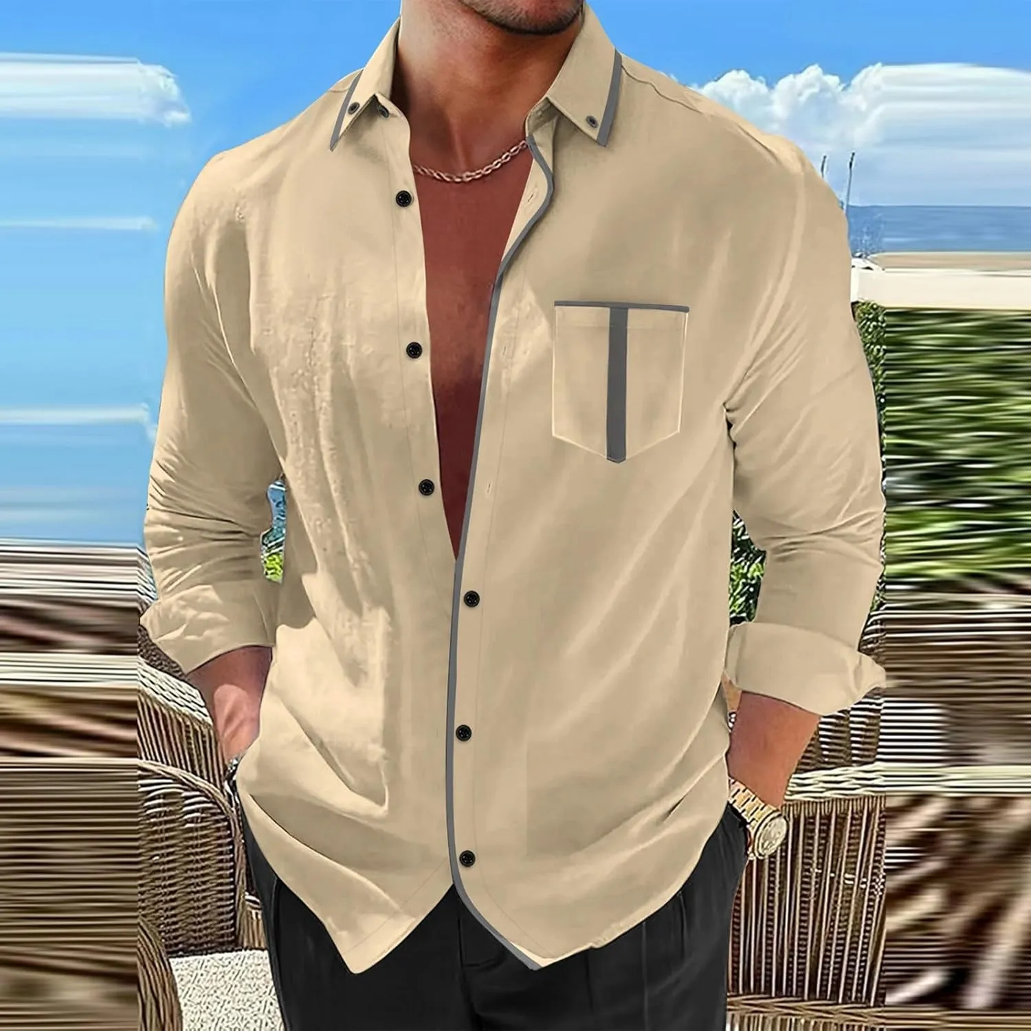 Men's Dress Shirts Button Down Stretch Dress Shirt Slim Fit Casual Shirt