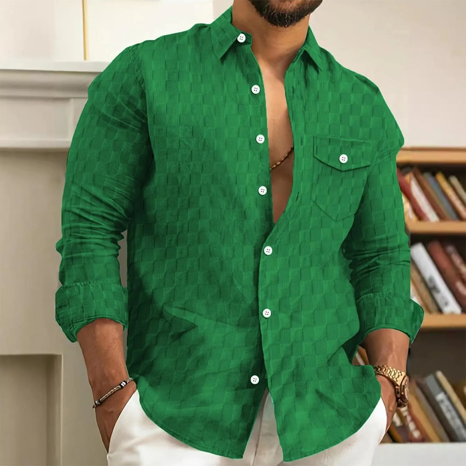 Mens Dress Shirts Casual Button Down Dress Shirt Fall Work Shirt