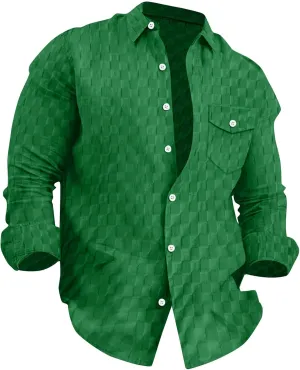 Mens Dress Shirts Casual Button Down Dress Shirt Fall Work Shirt