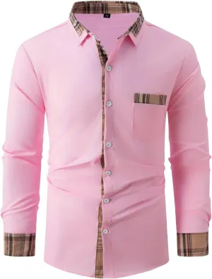 Men's Dress Shirts Casual Slim Fit Dress Shirt Button Down Work Shirt