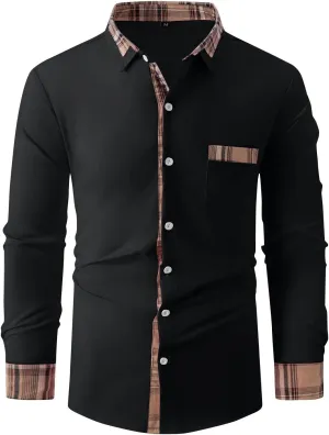 Men's Dress Shirts Casual Slim Fit Dress Shirt Button Down Work Shirt