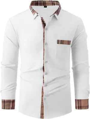 Men's Dress Shirts Casual Slim Fit Dress Shirt Button Down Work Shirt