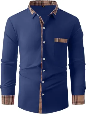 Men's Dress Shirts Casual Slim Fit Dress Shirt Button Down Work Shirt