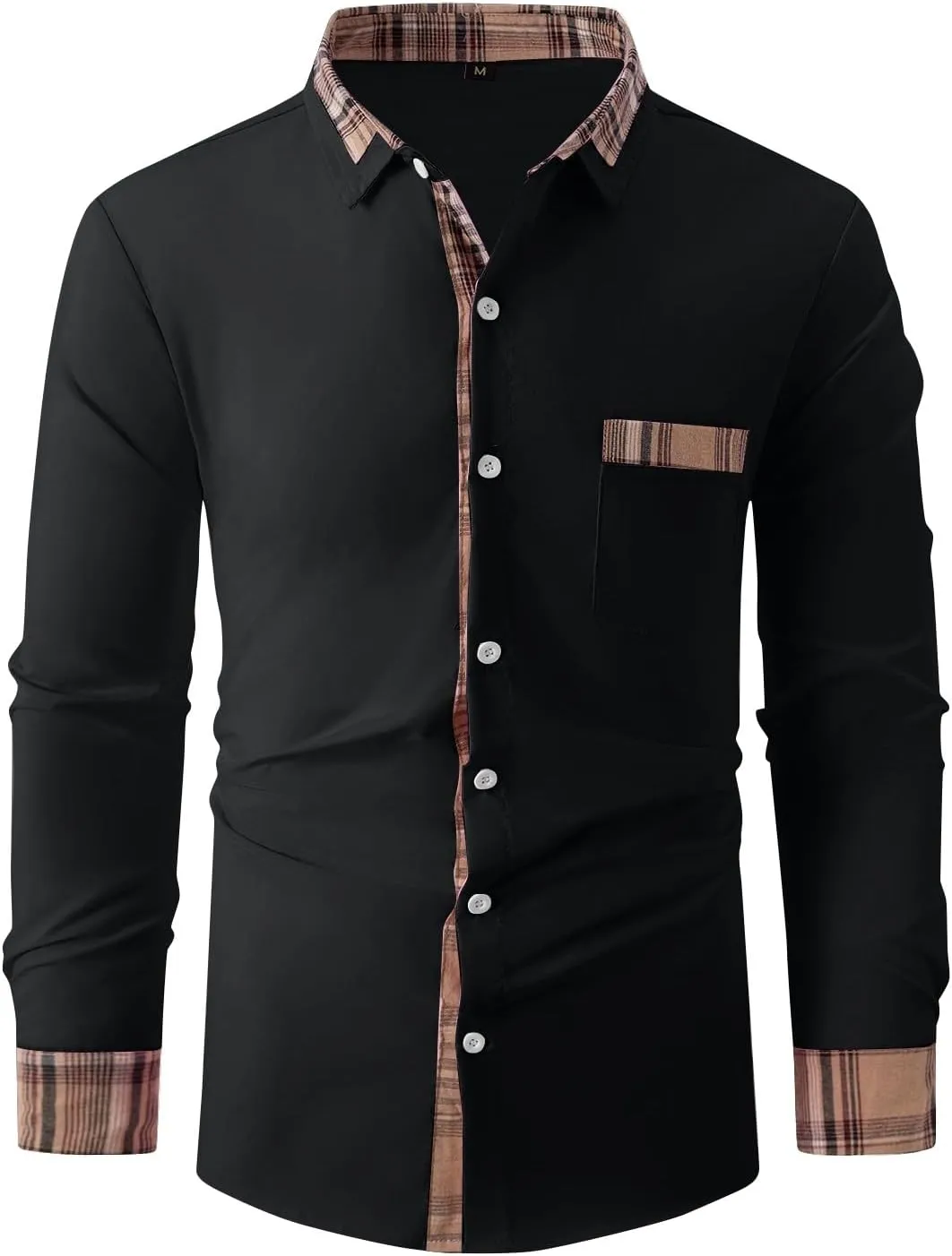 Men's Dress Shirts Casual Slim Fit Dress Shirt Button Down Work Shirt