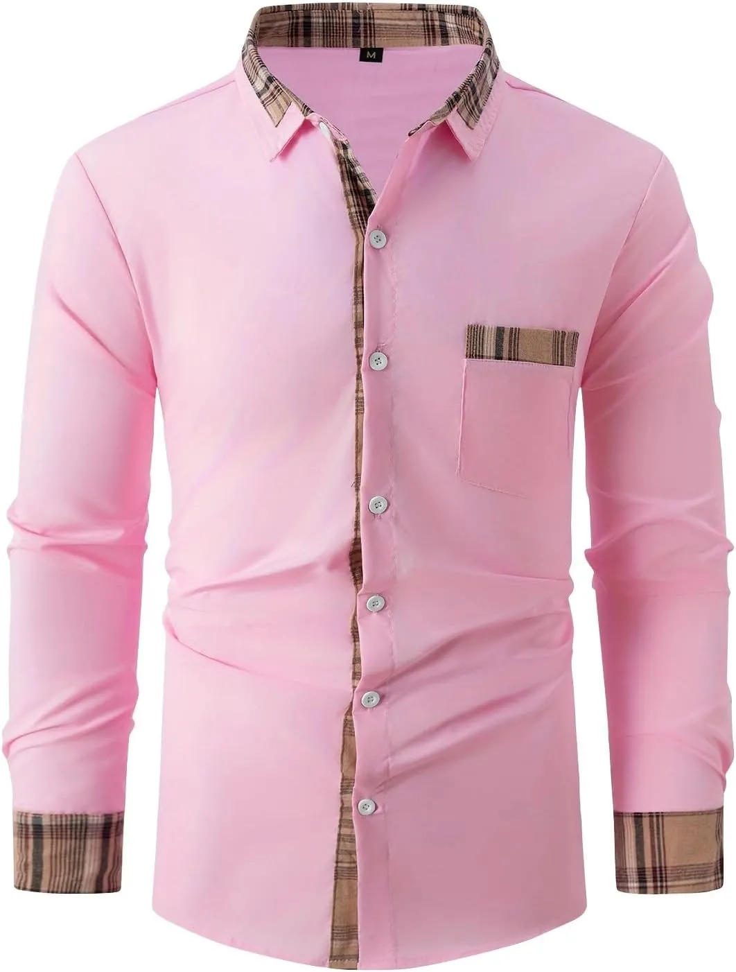 Men's Dress Shirts Casual Slim Fit Dress Shirt Button Down Work Shirt