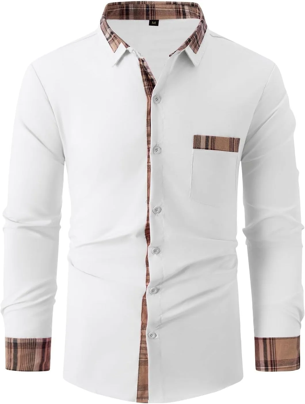 Men's Dress Shirts Casual Slim Fit Dress Shirt Button Down Work Shirt