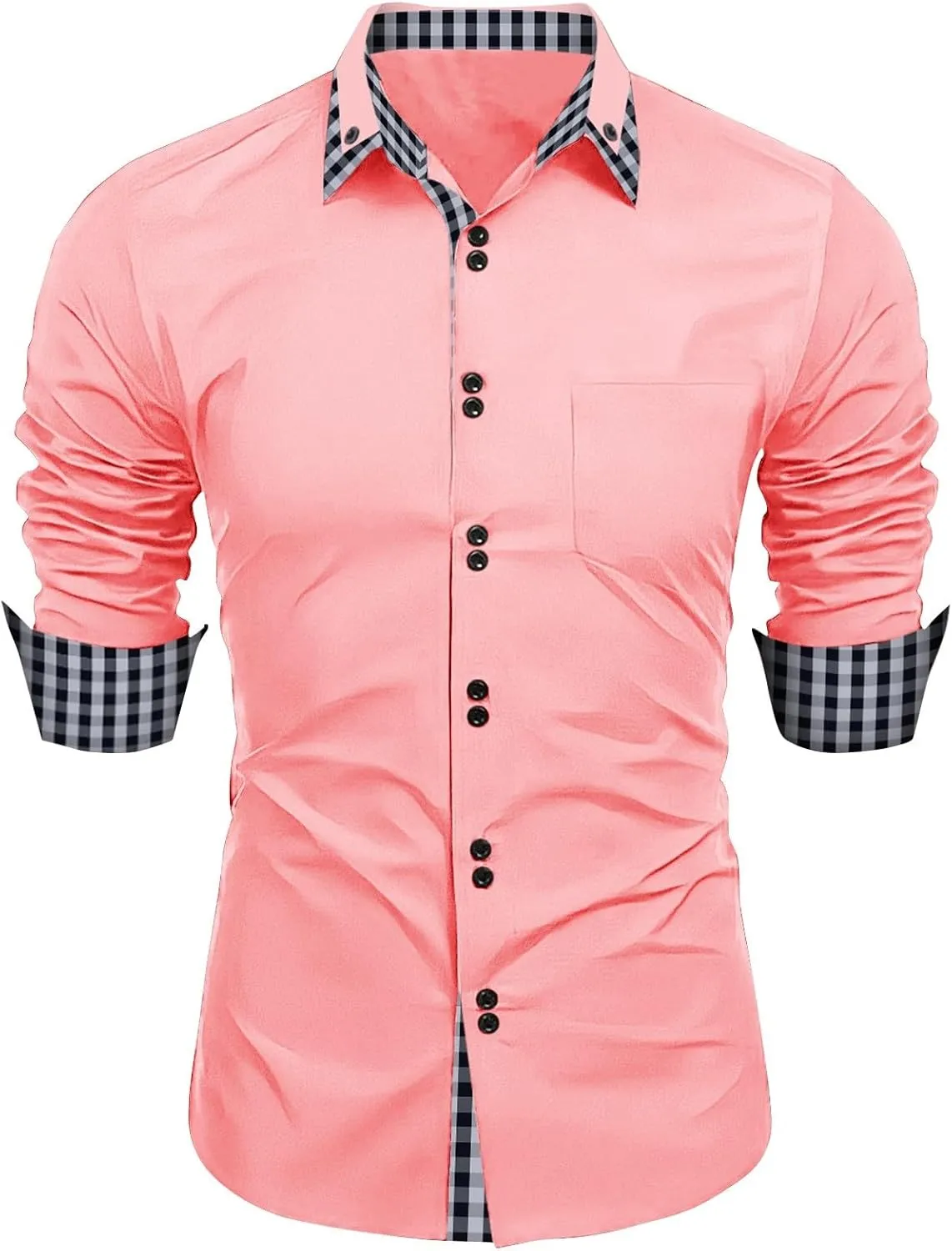 Mens Dress Shirts Casual Stretch Dress Shirt Fall Big and Tall Shirt