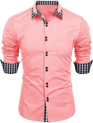 Mens Dress Shirts Casual Stretch Dress Shirt Fall Big and Tall Shirt