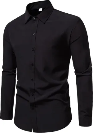 Mens Dress Shirts Casual Stretch Dress Shirt Fall Big and Tall Shirt