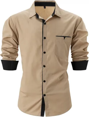 Mens Dress Shirts Long Sleeve Button Down Dress Shirt Slim Fit Stretch Shirt
