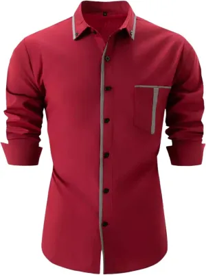 Mens Dress Shirts Long Sleeve Work Dress Shirt Stretch Casual Shirt