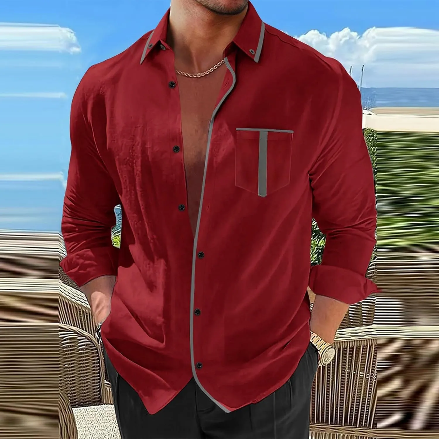 Mens Dress Shirts Long Sleeve Work Dress Shirt Stretch Casual Shirt
