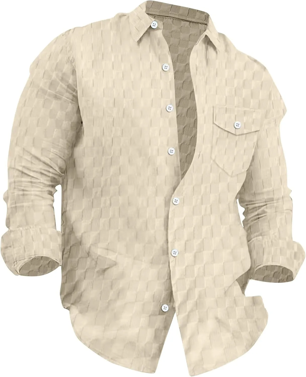 Mens Dress Shirts Slim Fit Casual Dress Shirt Big and Tall Stretch Shirt