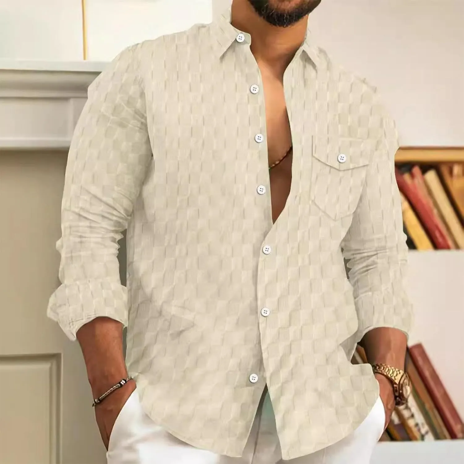Mens Dress Shirts Slim Fit Casual Dress Shirt Big and Tall Stretch Shirt