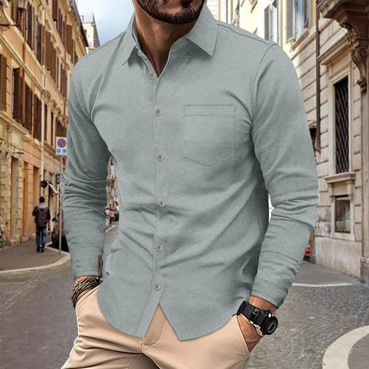 Mens Dress Shirts Work Long Sleeve Shirt Big and Tall Button Down Dress Shirt