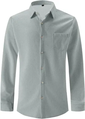 Mens Dress Shirts Work Long Sleeve Shirt Big and Tall Button Down Dress Shirt