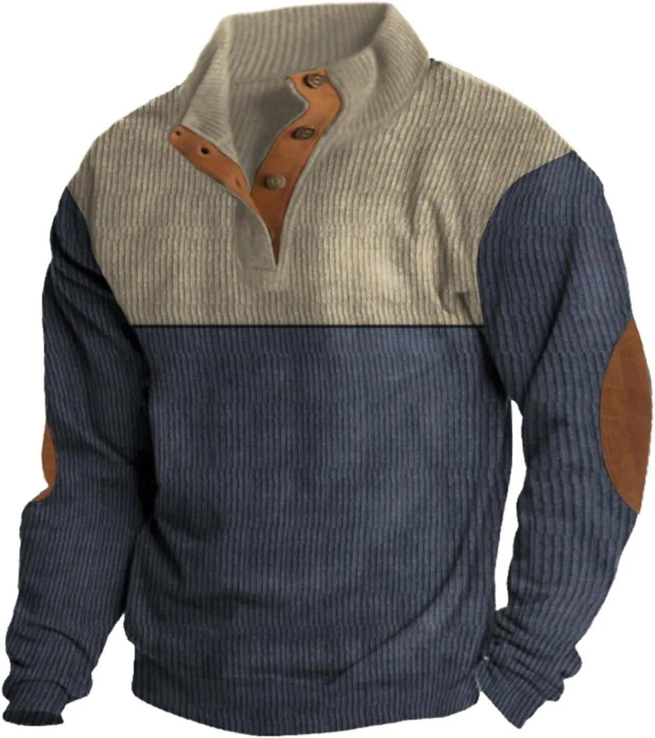 Mens Fall Sweater Corduroy Shirt Lapel Collar Button Up Pullover Long Sleeve Polo Sweatshirts Winter Clothing Gear