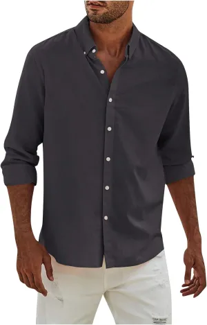 Men's Flannel Shirt Casual Button Down Shirt Long Sleeve T Shirt, S-3XL