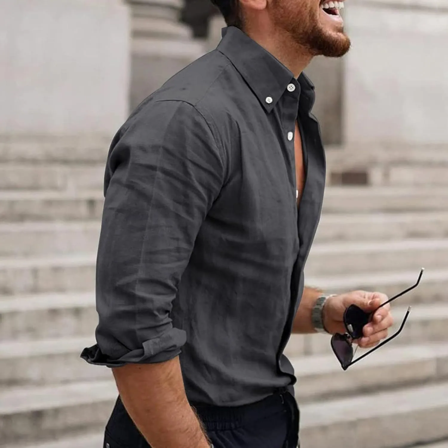 Men's Flannel Shirt Casual Button Down Shirt Long Sleeve T Shirt, S-3XL