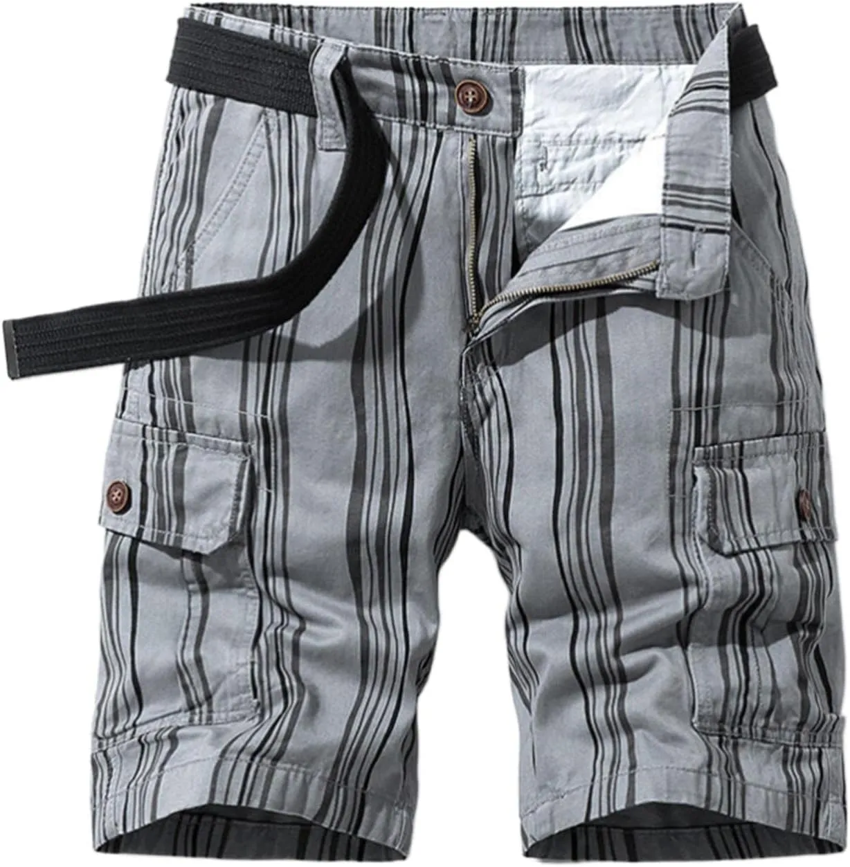 Men's Golf Dress Shorts,Stretch Comfy Lightweight Quick Dry Chino Casual Shorts with Pockets Striped Cargo Pants
