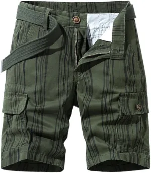 Men's Golf Dress Shorts,Stretch Comfy Lightweight Quick Dry Chino Casual Shorts with Pockets Striped Cargo Pants