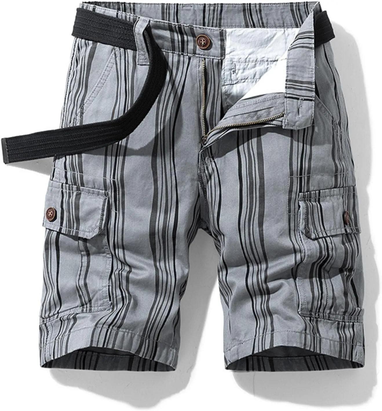 Men's Golf Dress Shorts,Stretch Comfy Lightweight Quick Dry Chino Casual Shorts with Pockets Striped Cargo Pants