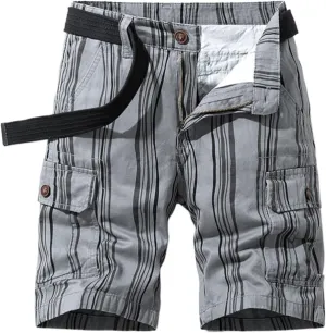 Men's Golf Dress Shorts,Stretch Comfy Lightweight Quick Dry Chino Casual Shorts with Pockets Striped Cargo Pants