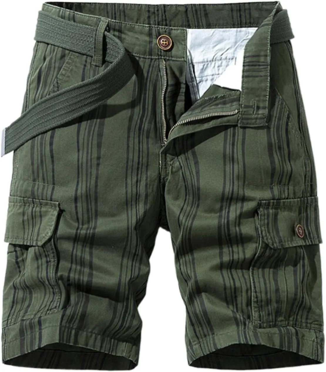Men's Golf Dress Shorts,Stretch Comfy Lightweight Quick Dry Chino Casual Shorts with Pockets Striped Cargo Pants