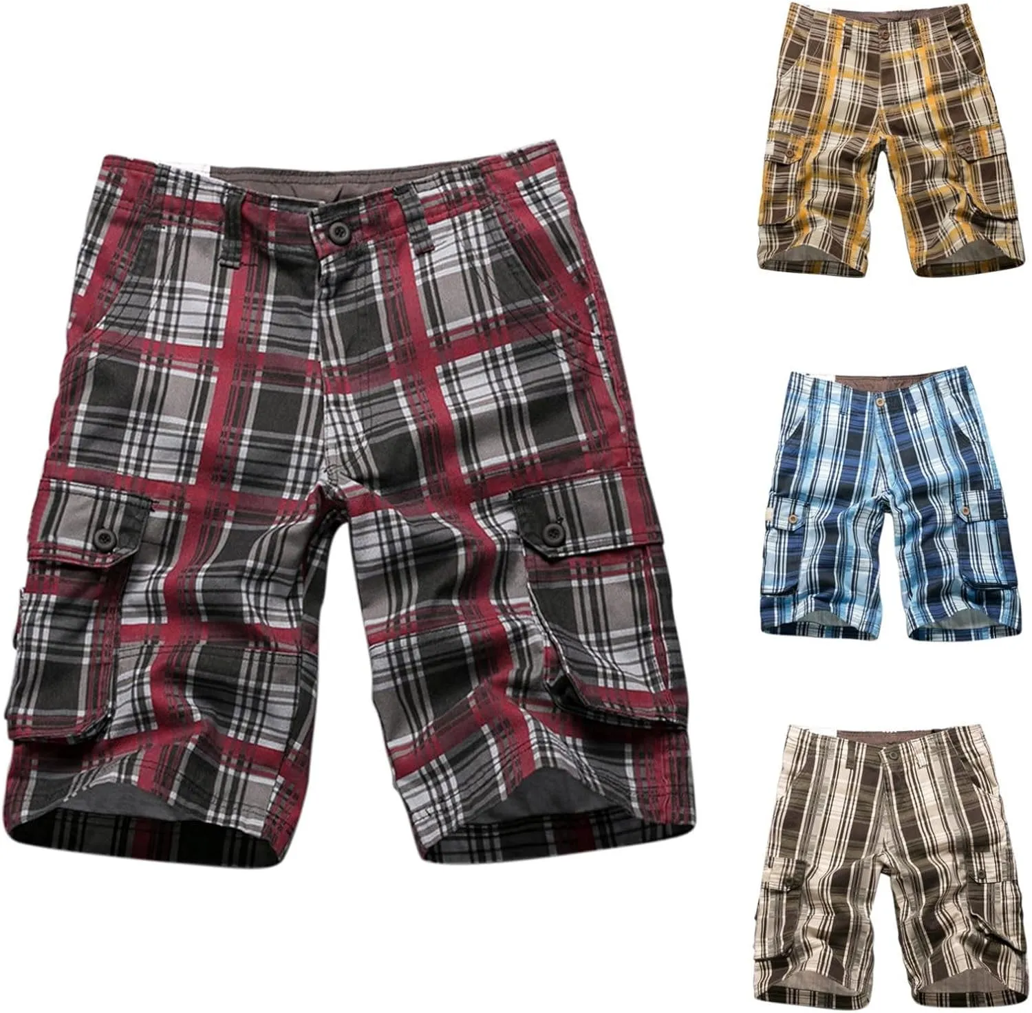 Men's Golf Dress Shorts,Stretch Comfy Lightweight Quick Dry Chino Casual Shorts with Pockets Striped Cargo Pants