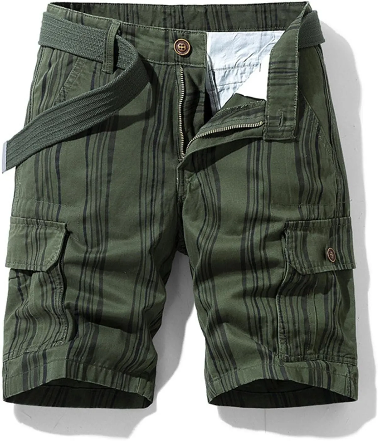 Men's Golf Dress Shorts,Stretch Comfy Lightweight Quick Dry Chino Casual Shorts with Pockets Striped Cargo Pants