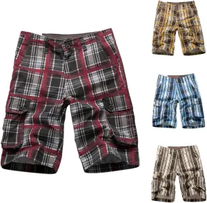 Men's Golf Dress Shorts,Stretch Comfy Lightweight Quick Dry Chino Casual Shorts with Pockets Striped Cargo Pants