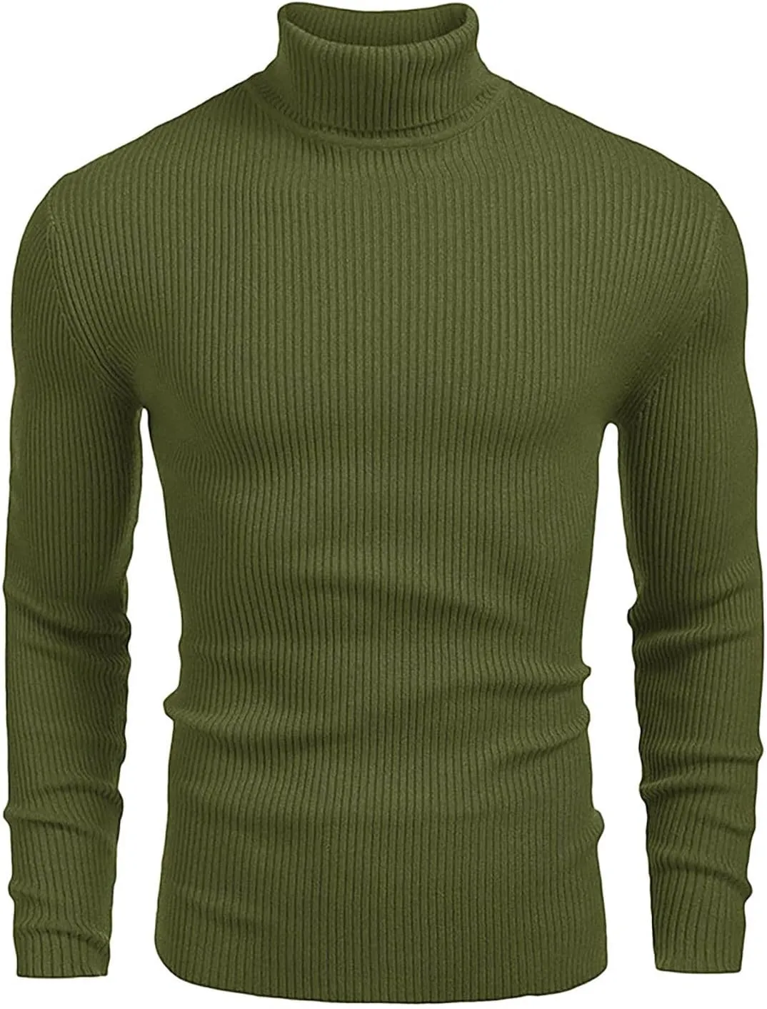 Men's High Neck Pullover Sweater Knit Casual Textured Tops Long Sleeve Turtleneck Slim Warm Lined Sweater