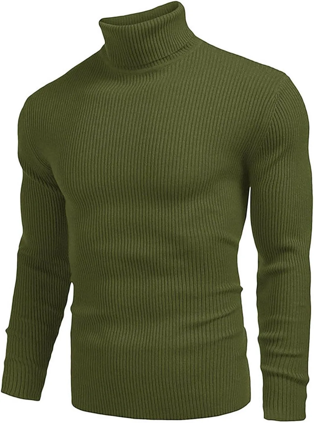 Men's High Neck Pullover Sweater Knit Casual Textured Tops Long Sleeve Turtleneck Slim Warm Lined Sweater