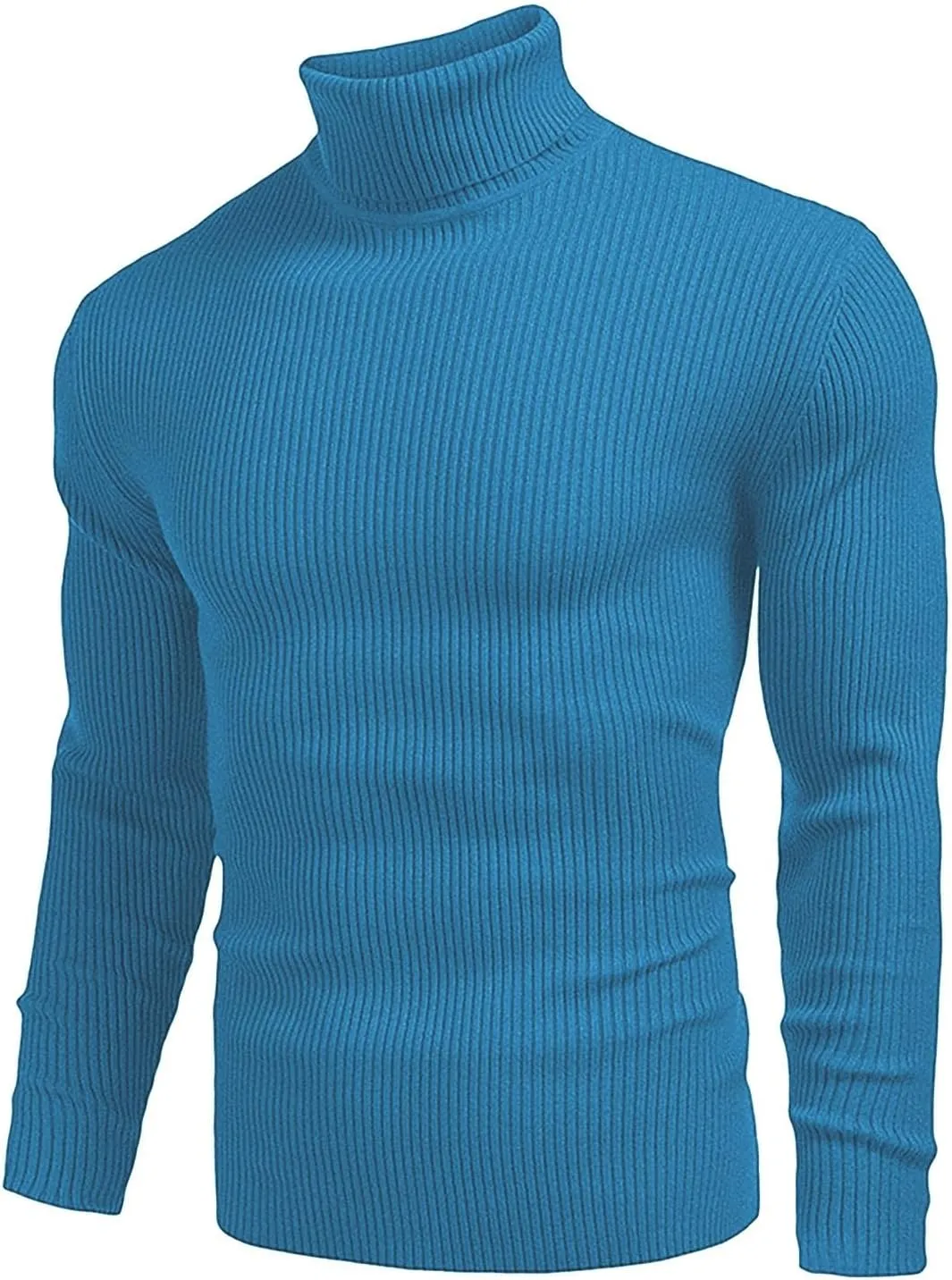 Men's High Neck Pullover Sweater Knit Casual Textured Tops Long Sleeve Turtleneck Slim Warm Lined Sweater