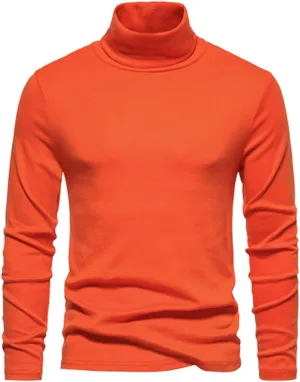 Men's High Neck Pullover Sweater Knit Casual Textured Tops Long Sleeve Turtleneck Slim Warm Lined Sweater