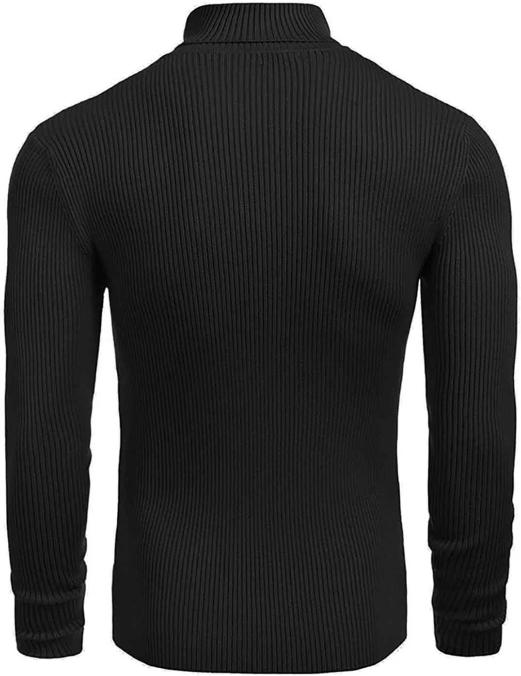 Men's High Neck Pullover Sweater Knit Casual Textured Tops Long Sleeve Turtleneck Slim Warm Lined Sweater