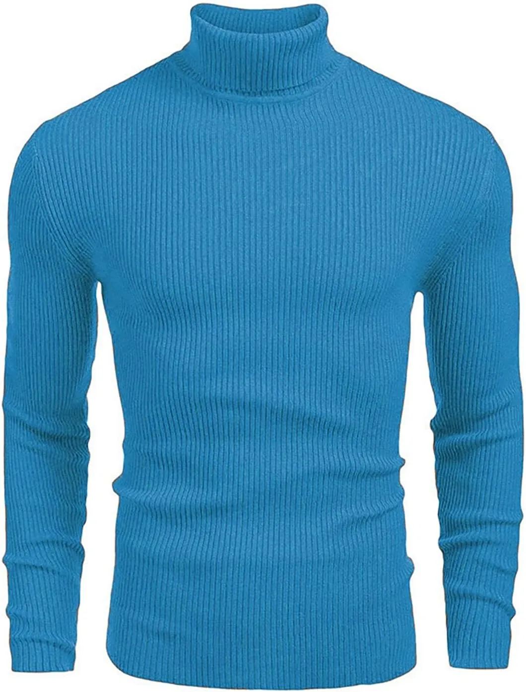 Men's High Neck Pullover Sweater Knit Casual Textured Tops Long Sleeve Turtleneck Slim Warm Lined Sweater