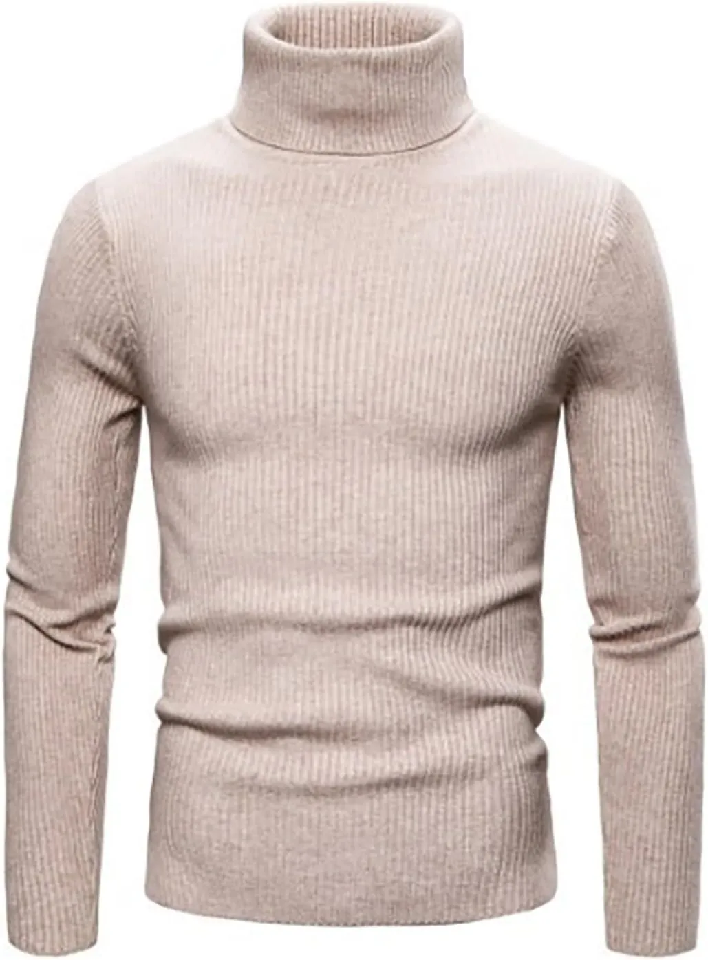 Men's High Neck Pullover Sweater Knit Casual Textured Tops Long Sleeve Turtleneck Slim Warm Lined Sweater
