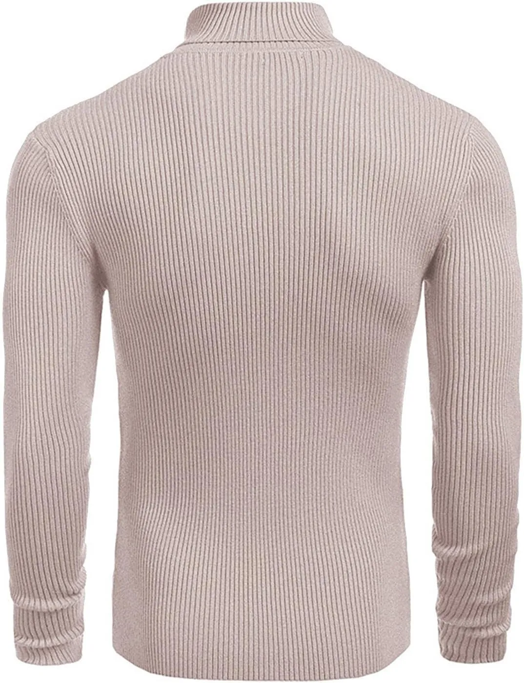 Men's High Neck Pullover Sweater Knit Casual Textured Tops Long Sleeve Turtleneck Slim Warm Lined Sweater