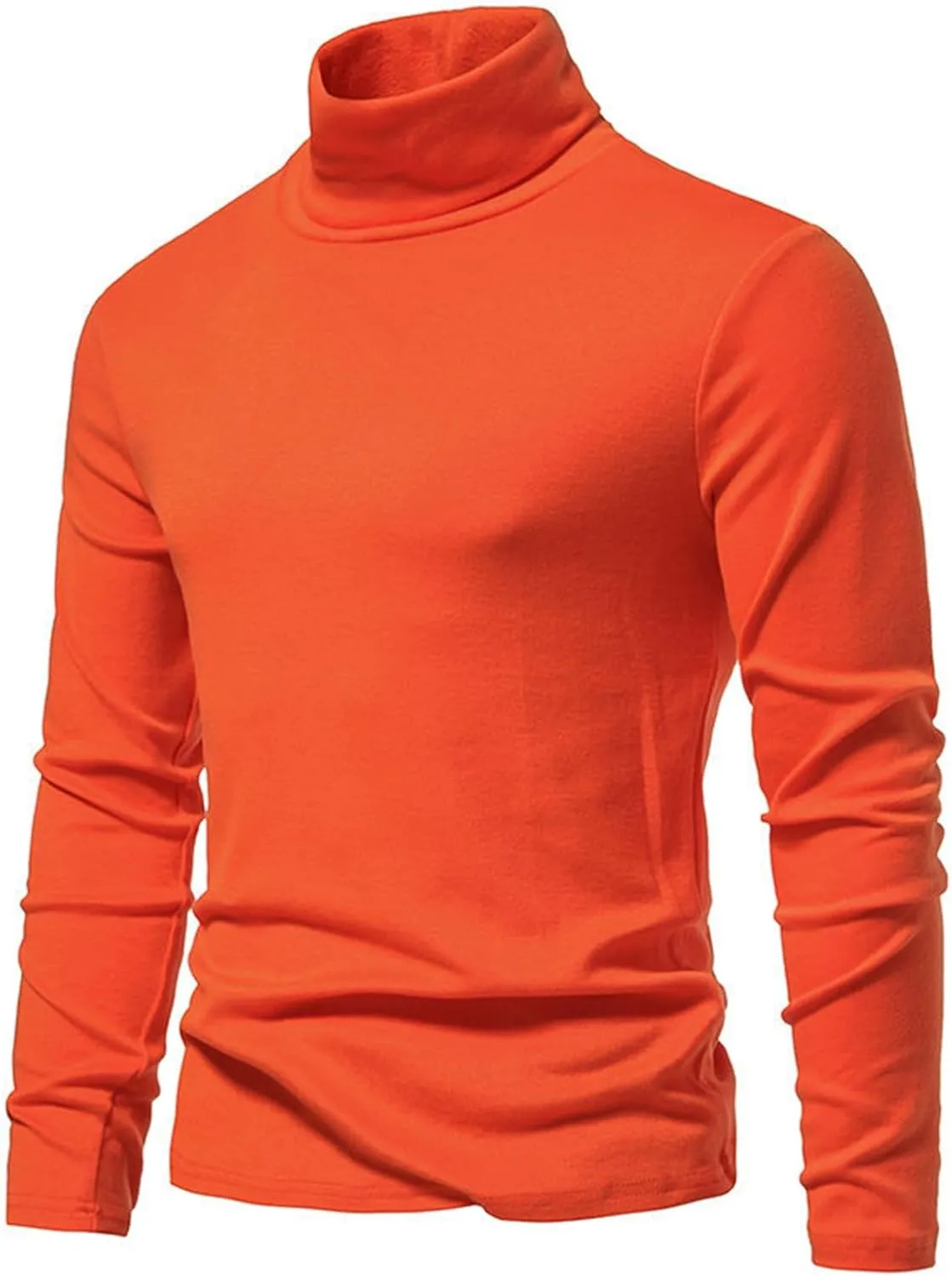 Men's High Neck Pullover Sweater Knit Casual Textured Tops Long Sleeve Turtleneck Slim Warm Lined Sweater