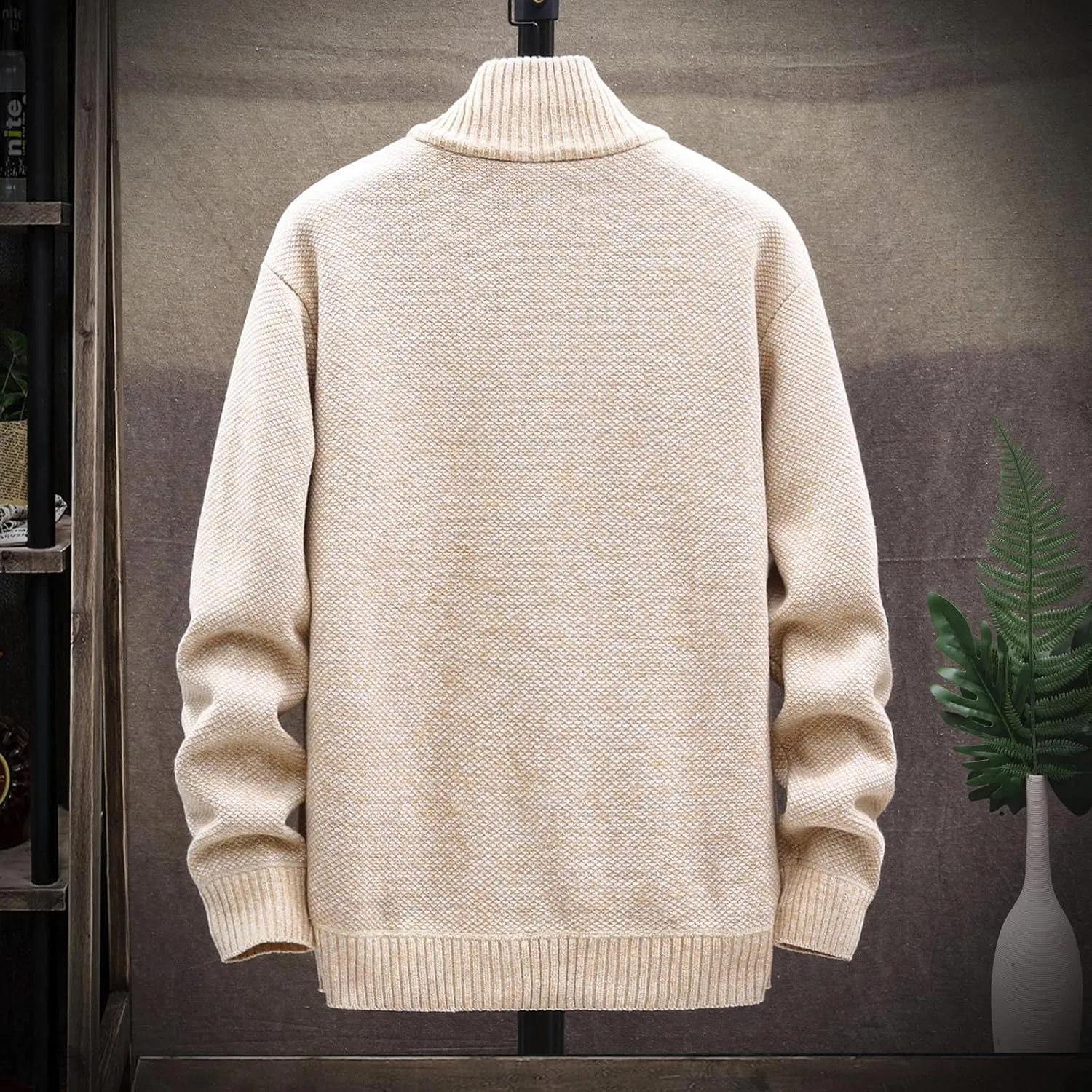 Mens Lightweight Sweaters Zip Up Stand Collar Cardigan Sweater Knitwear with Pockets Sweater Cardigan, XL-4XL